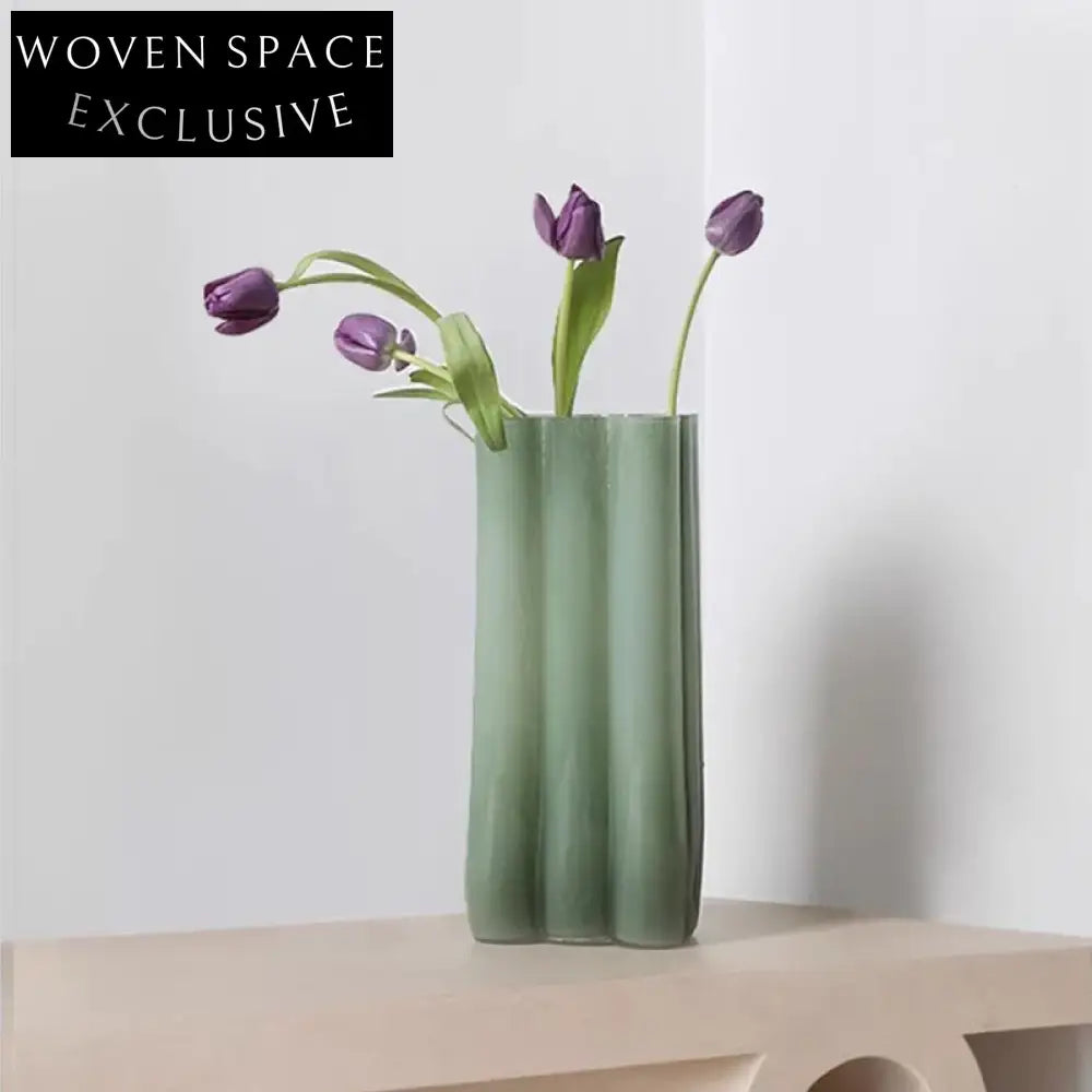 Elegant Milk Green Glass Modern Flower Vase for Stylish Tabletop Home Decor