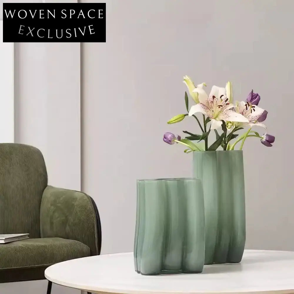 Elegant Milk Green Glass Modern Flower Vase for Stylish Tabletop Home Decor