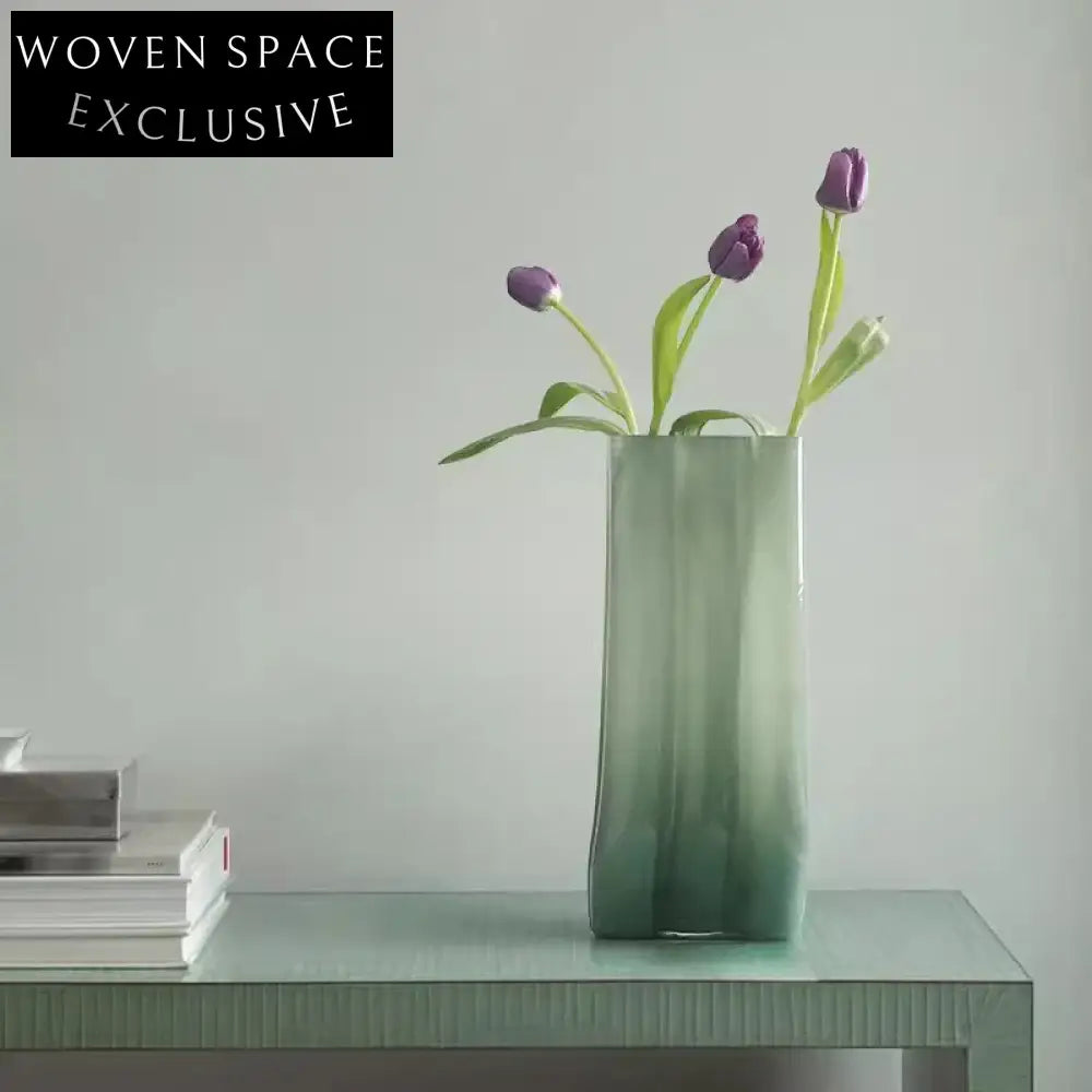 Elegant Milk Green Glass Modern Flower Vase for Stylish Tabletop Home Decor
