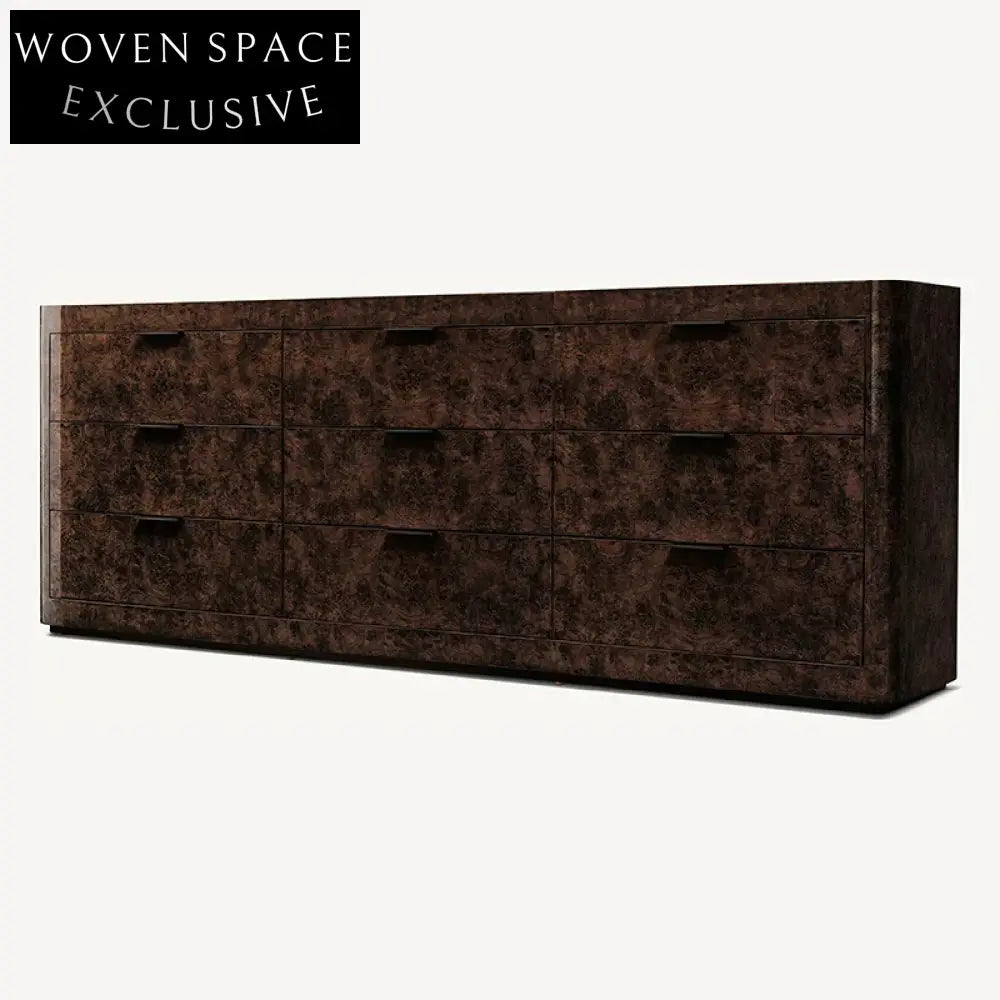 Elegant Minimalist 9-Drawer Wooden Sideboard Cabinet with Shiny Retro Design