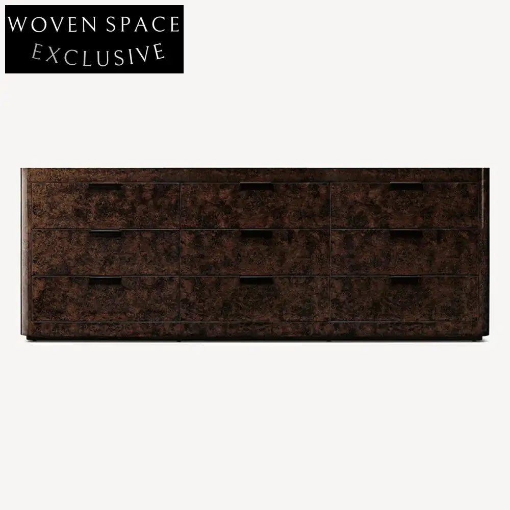 Elegant Minimalist 9-Drawer Wooden Sideboard Cabinet with Shiny Retro Design