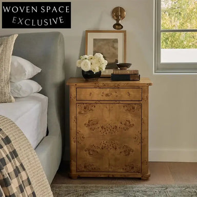 Elegant Minimalist Burl Veneer Solid Wood Two-Drawer Bedside Nightstand