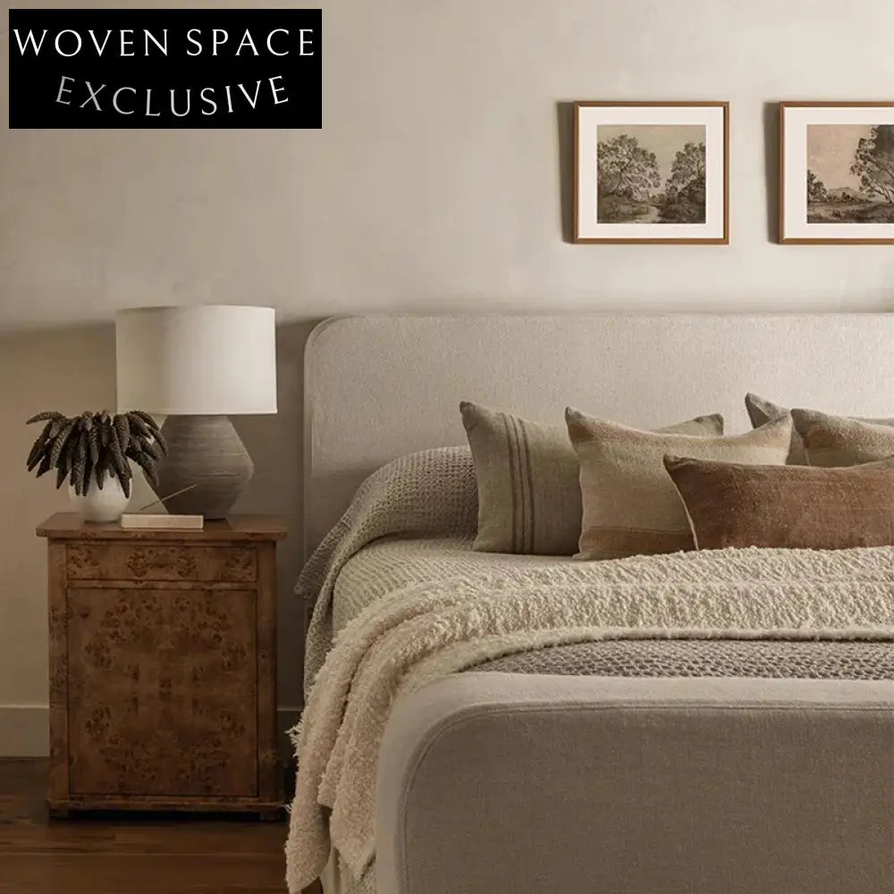 Elegant Minimalist Burl Veneer Solid Wood Two-Drawer Bedside Nightstand