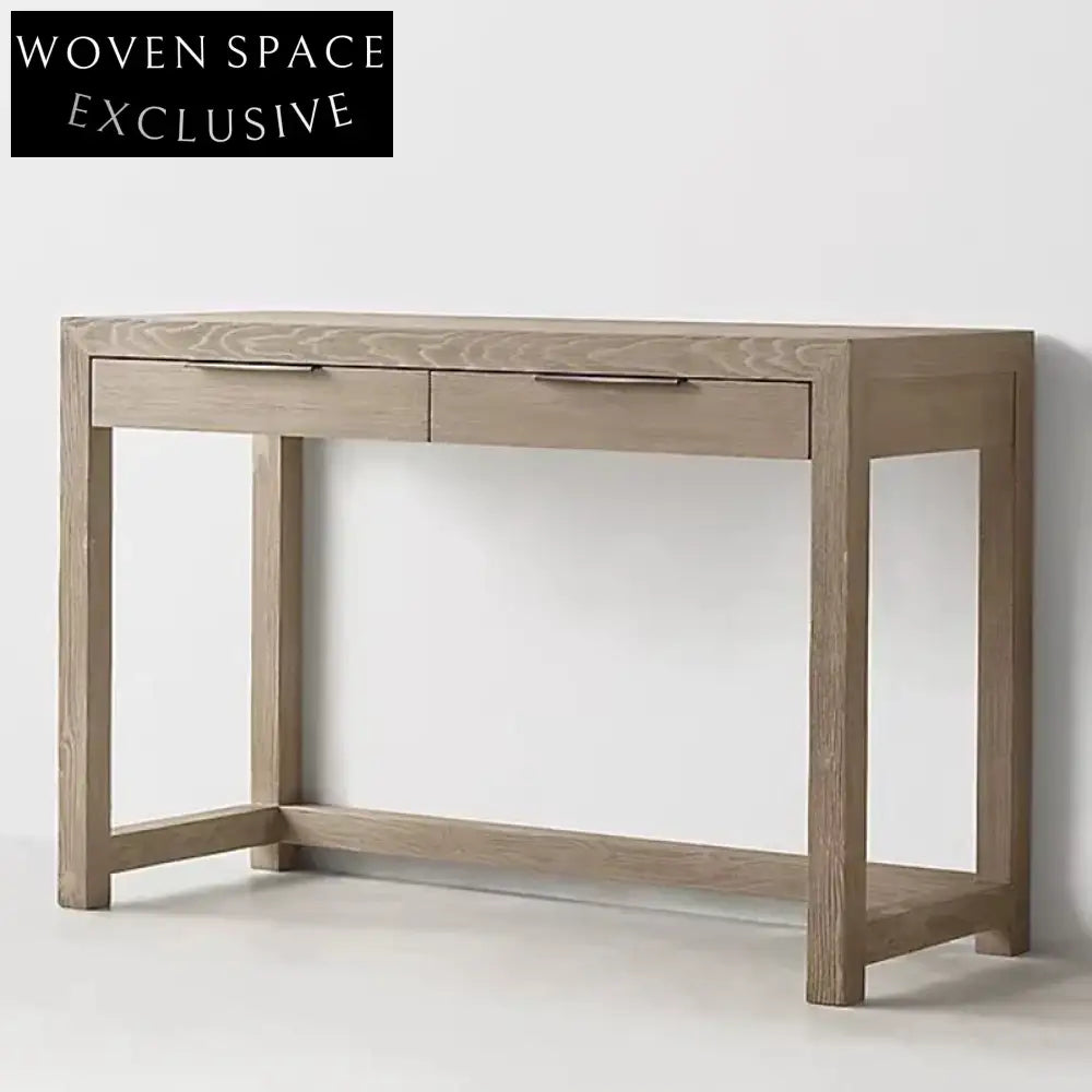 Elegant Minimalist Italian Solid Oak Wood Dressing Table Home Office Desk Furniture Piece