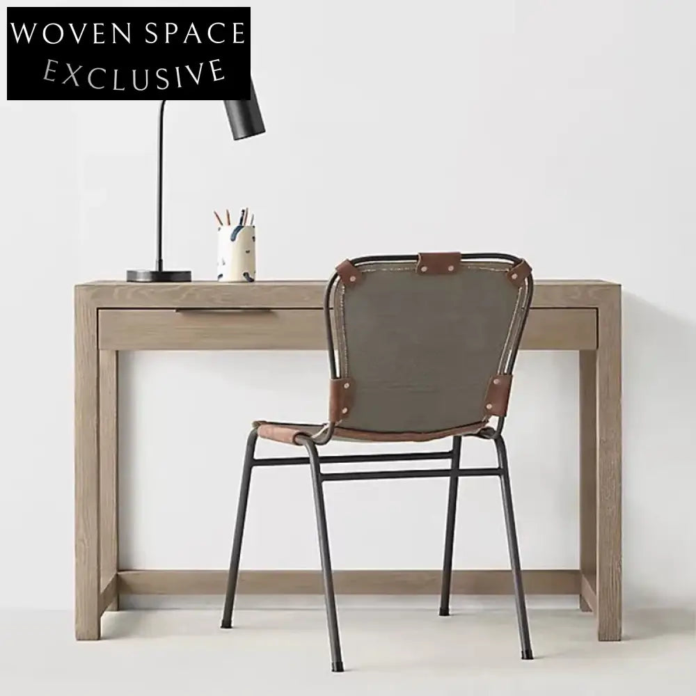 Elegant Minimalist Italian Solid Oak Wood Dressing Table Home Office Desk Furniture Piece
