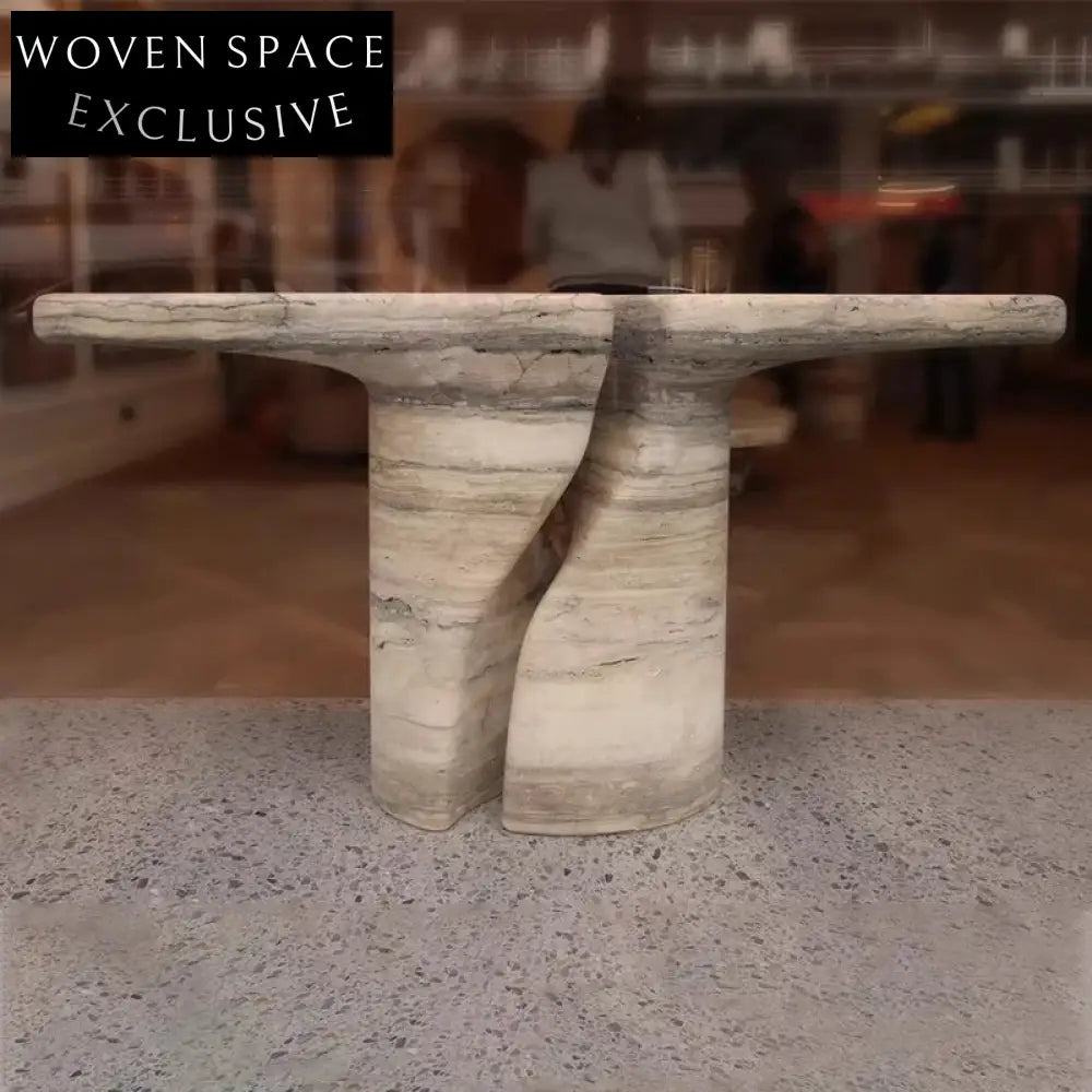 Elegant Minimalist Natural Travertine Stone Console Table for Modern Living Room