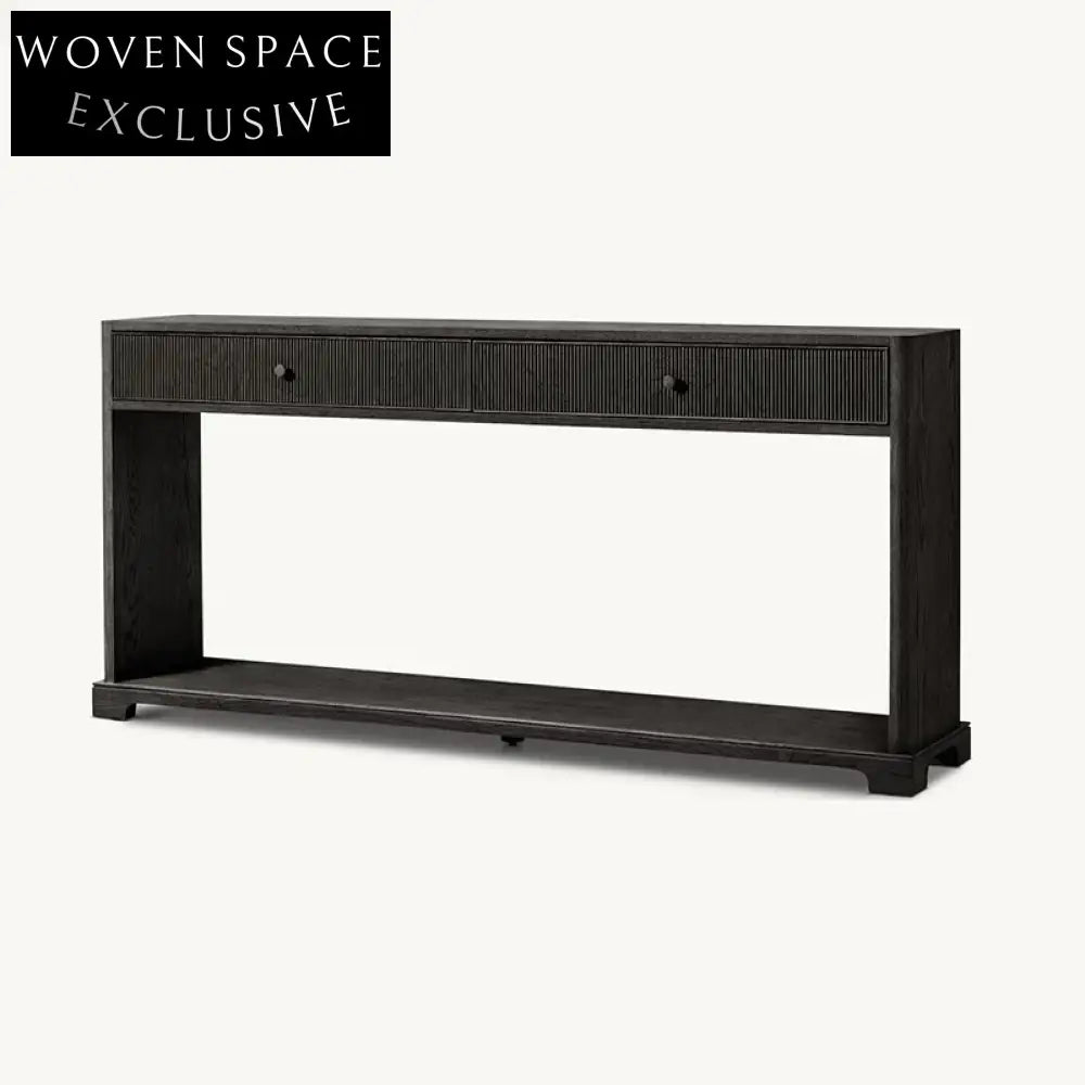 Elegant Minimalist Oak Wood Veneer Modern Bedroom Dressing Table with Two Drawers