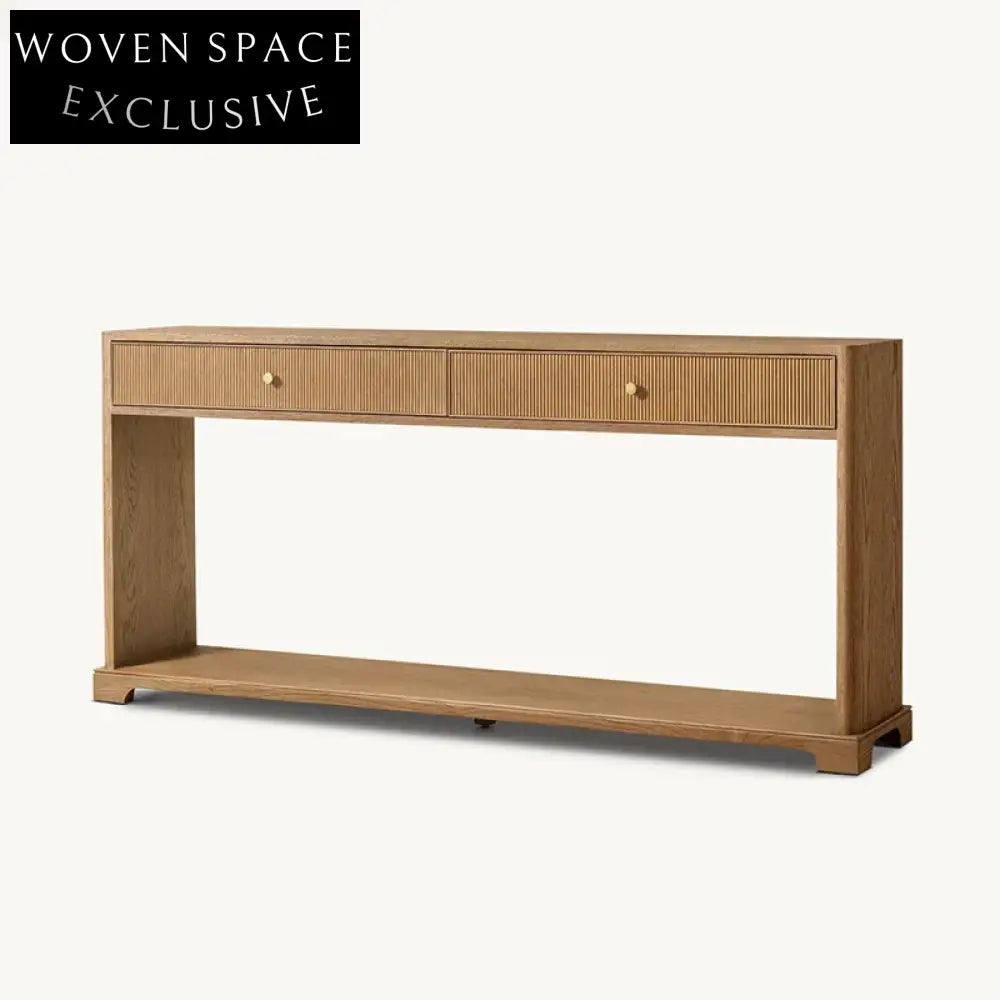 Elegant Minimalist Oak Wood Veneer Modern Bedroom Dressing Table with Two Drawers