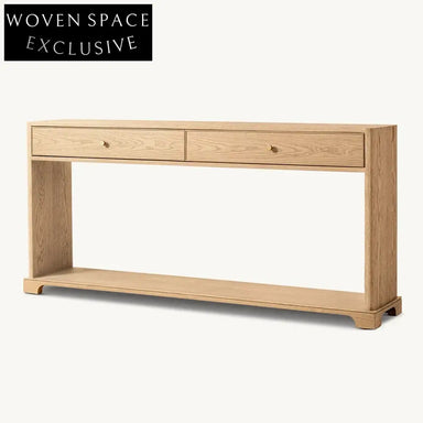 Elegant Minimalist Oak Wood Veneer Modern Bedroom Dressing Table with Two Drawers