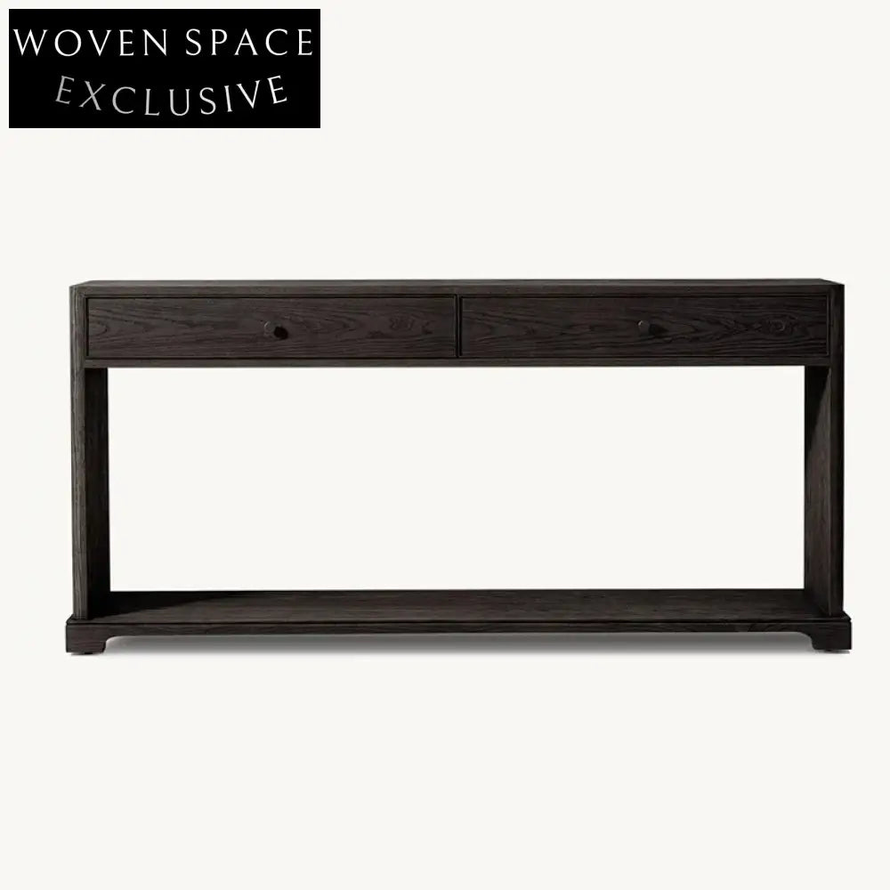Elegant Minimalist Oak Wood Veneer Modern Bedroom Dressing Table with Two Drawers