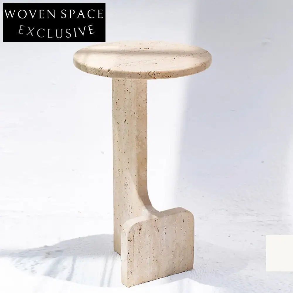 Elegant Minimalist Travertine Stone Round Side Table for Modern Homes