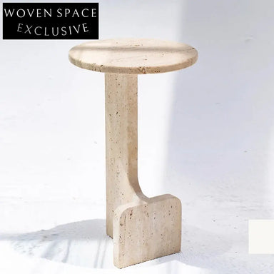 Elegant Minimalist Travertine Stone Round Side Table for Modern Homes