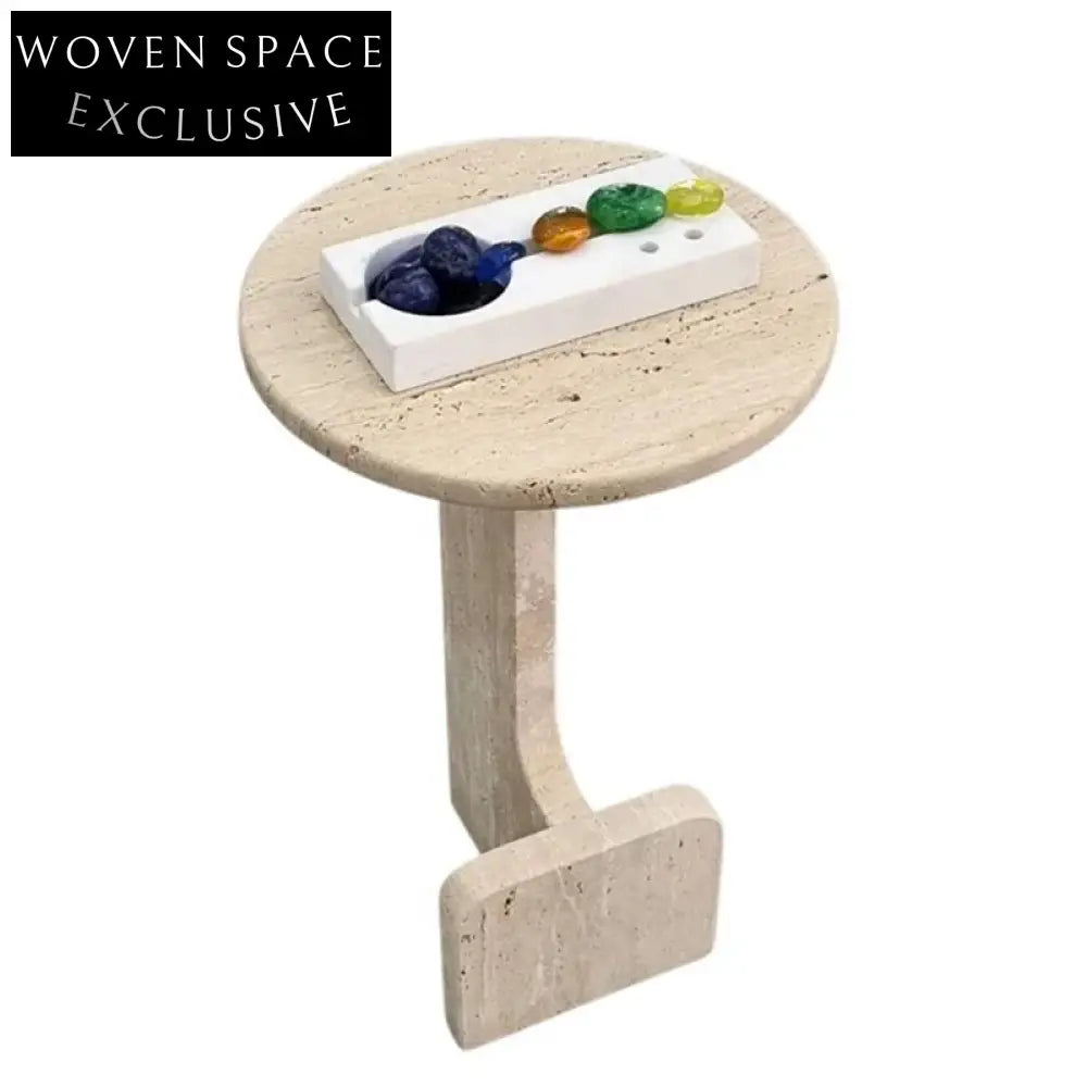 Elegant Minimalist Travertine Stone Round Side Table for Modern Homes
