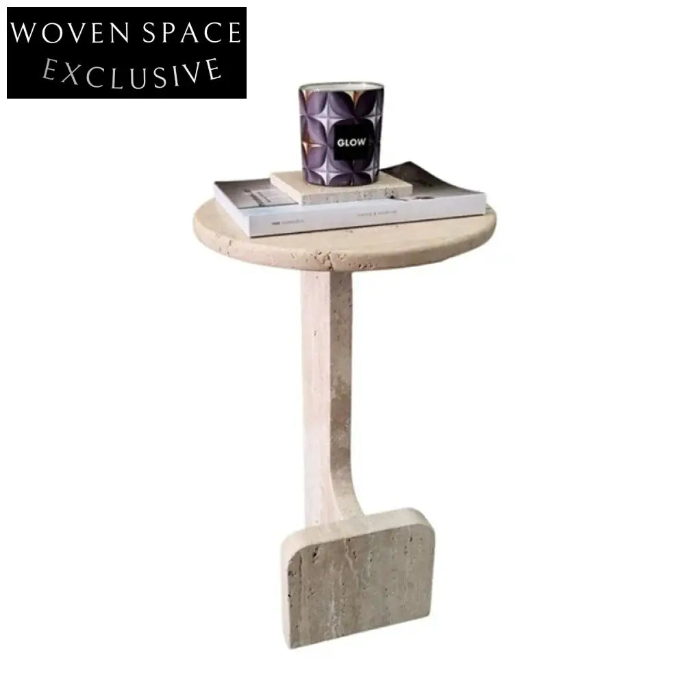 Elegant Minimalist Travertine Stone Round Side Table for Modern Homes