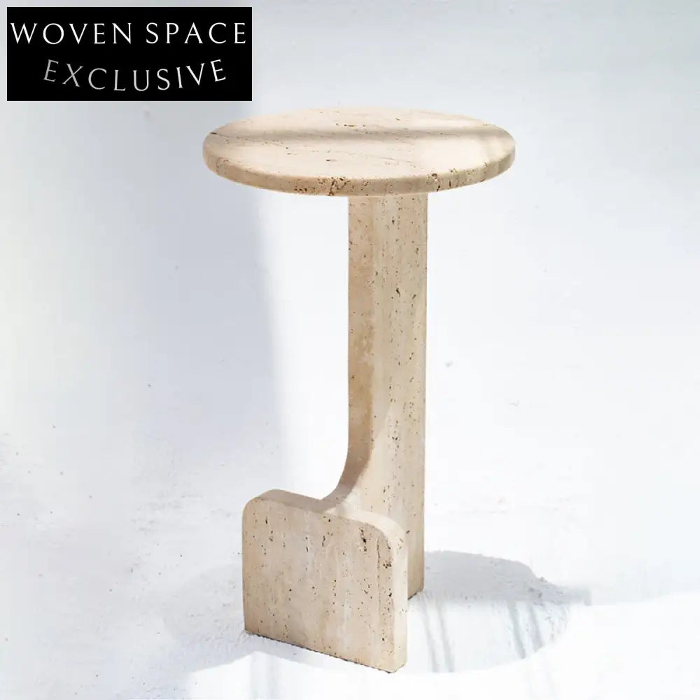 Elegant Minimalist Travertine Stone Round Side Table for Modern Homes