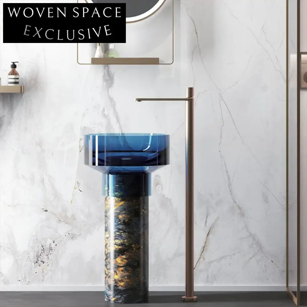 Elegant Modern Artificial Stone Freestanding Pedestal Bathroom Sink for Luxury Spaces