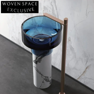 Elegant Modern Artificial Stone Freestanding Pedestal Bathroom Sink for Luxury Spaces