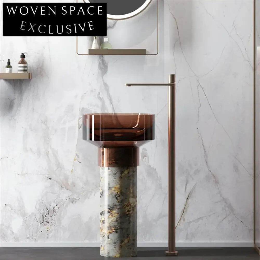 Elegant Modern Artificial Stone Freestanding Pedestal Bathroom Sink for Luxury Spaces