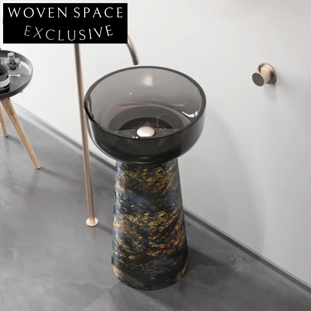 Elegant Modern Artificial Stone Freestanding Round Bathroom Pedestal Sink