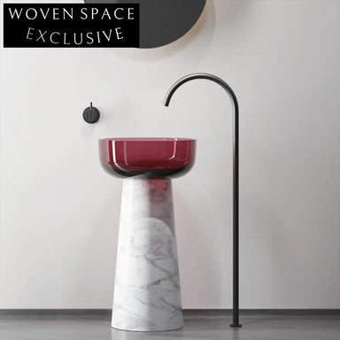 Elegant Modern Artificial Stone Freestanding Round Bathroom Pedestal Sink