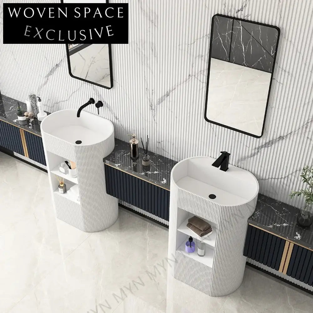 Elegant Modern Artificial Stone Pedestal Sink for Bathrooms, Custom Colors