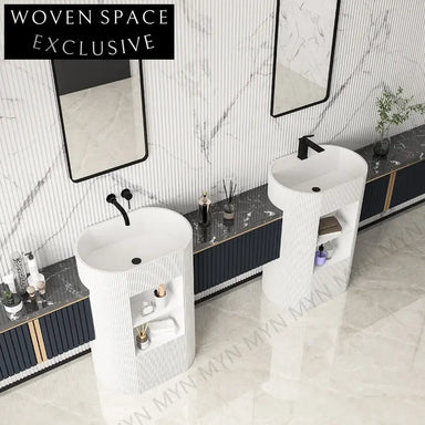 Elegant Modern Artificial Stone Pedestal Sink for Bathrooms, Custom Colors