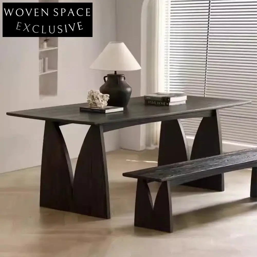 Elegant Modern Ash Wood Dining Table: Rectangular Workbench for Home & Cafe