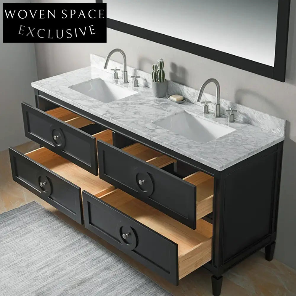 Elegant Modern Bathroom Vanity Cabinet with Soft-Close Drawers, Plywood Construction