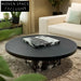 Elegant Modern Black Marble Solid Wood Round Minimalist Living Room Coffee Table