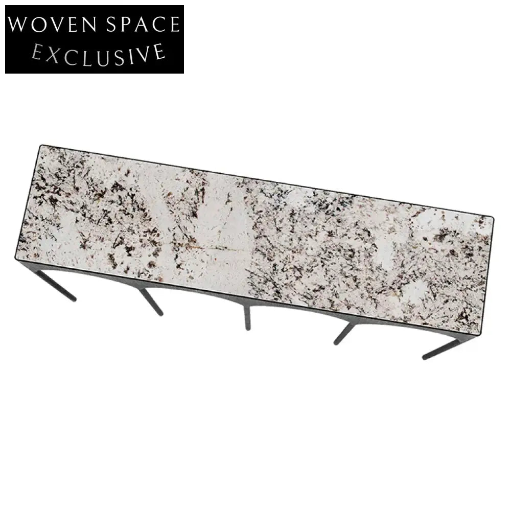 Elegant Modern Black Metal Marble Top Sofa Entryway Console Table