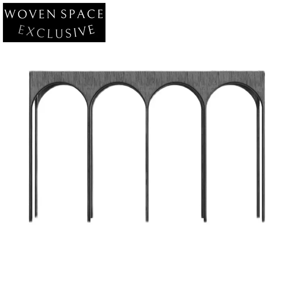Elegant Modern Black Metal Marble Top Sofa Entryway Console Table