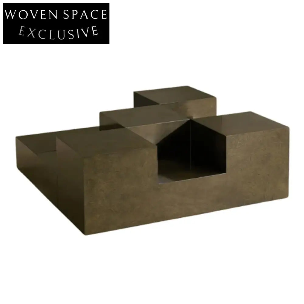 Elegant Modern Burl Wood Veneer Square Designer Center Living Room Coffee Table