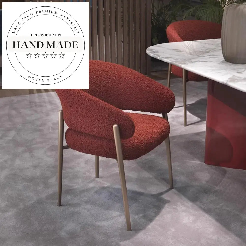 Elegant Modern Cashmere Fabric Designer Armrest Accent Dining Chair