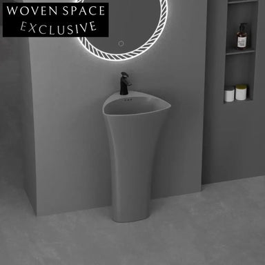 Elegant Modern Ceramic Pedestal Sink - Round Bathroom Washbasin