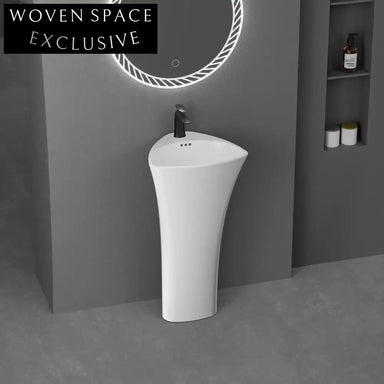 Elegant Modern Ceramic Pedestal Sink - Round Bathroom Washbasin