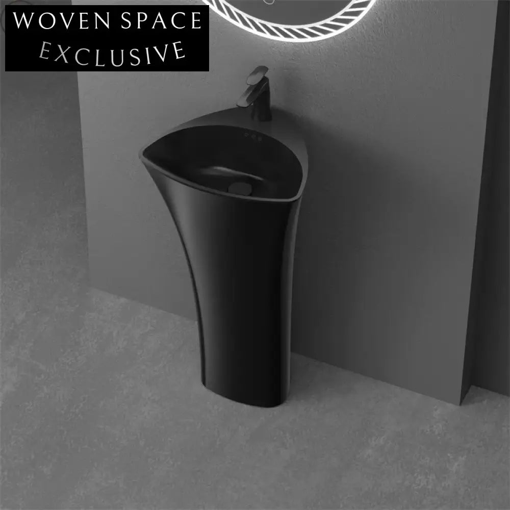 Elegant Modern Ceramic Pedestal Sink - Round Bathroom Washbasin