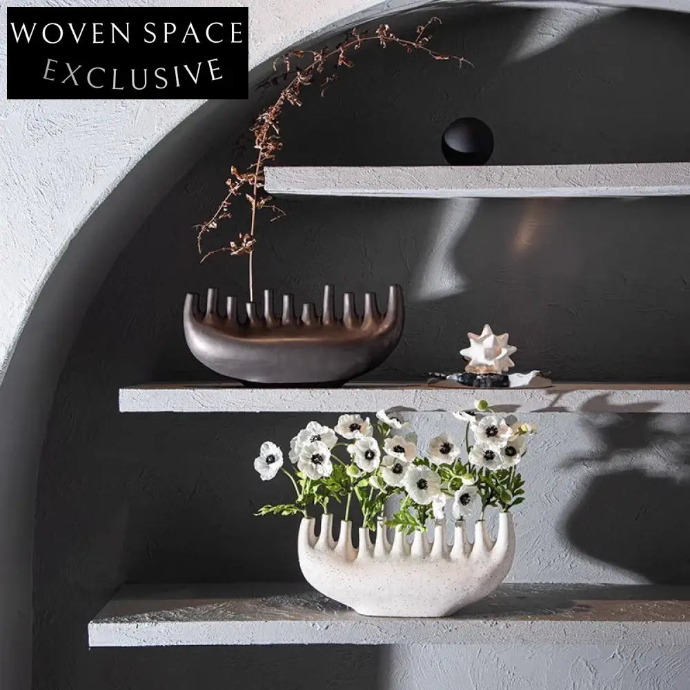 Elegant Modern Ceramic Sculptural Vase: Living Room & Hotel Decor Accent