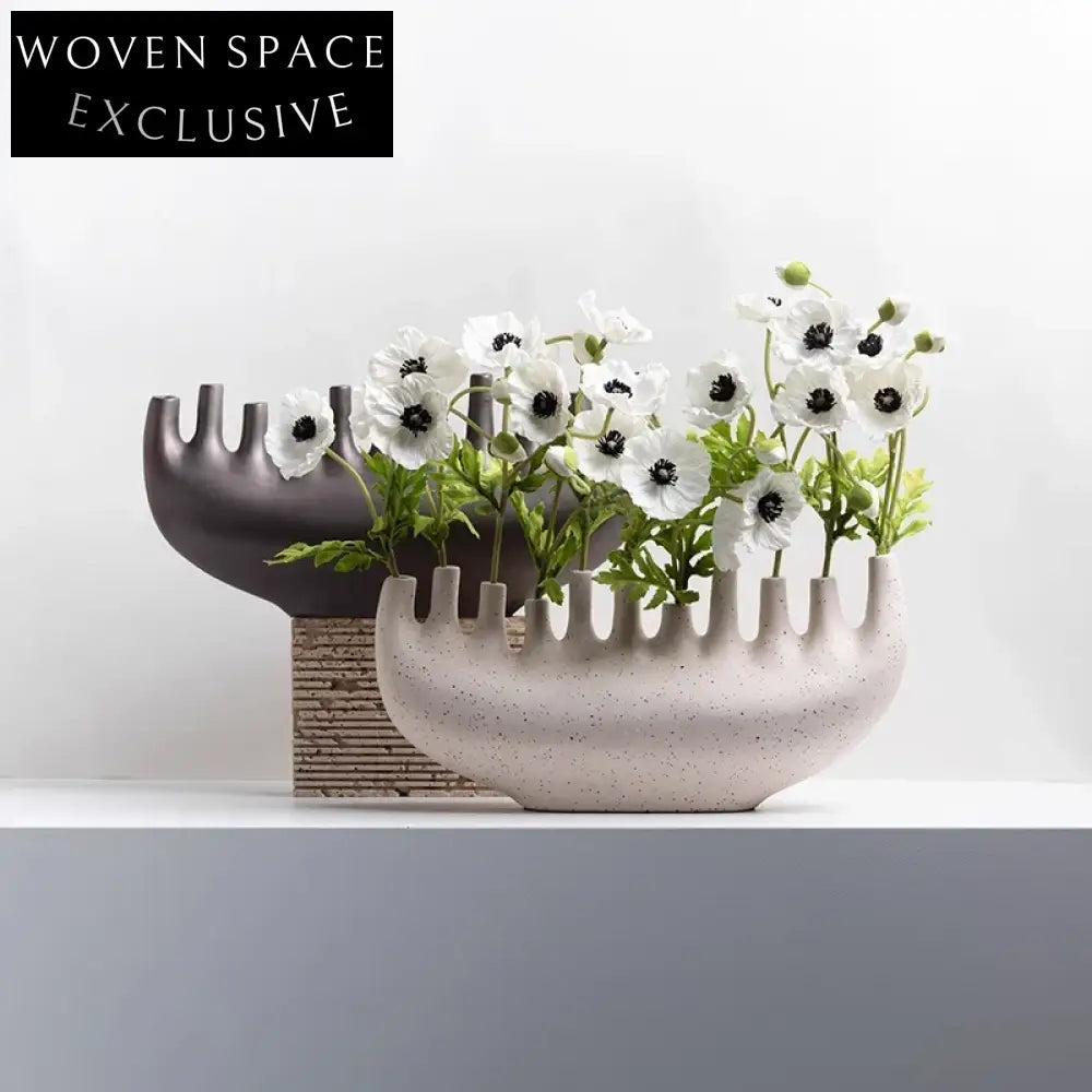 Elegant Modern Ceramic Sculptural Vase: Living Room & Hotel Decor Accent