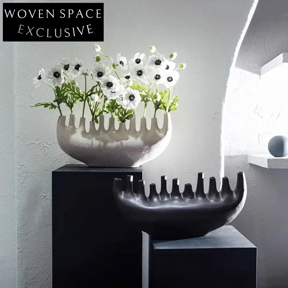 Elegant Modern Ceramic Sculptural Vase: Living Room & Hotel Decor Accent
