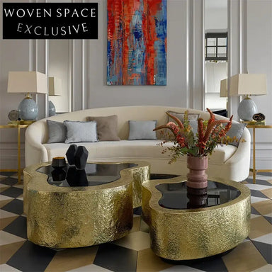 Elegant Modern Classic Stainless Steel Glass Top Living Room Coffee Table