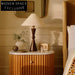 Elegant Modern Classical Wooden Base Fabric Shade Bedside Desk Table Lamp