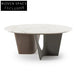 Elegant Modern Cream Style Genuine Marble Top Solid Wood Legs Dining Table