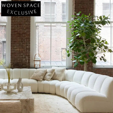 Elegant Modern Curved Sectional Sofa with Pine Wood Frame and Plush Teddy Fabric