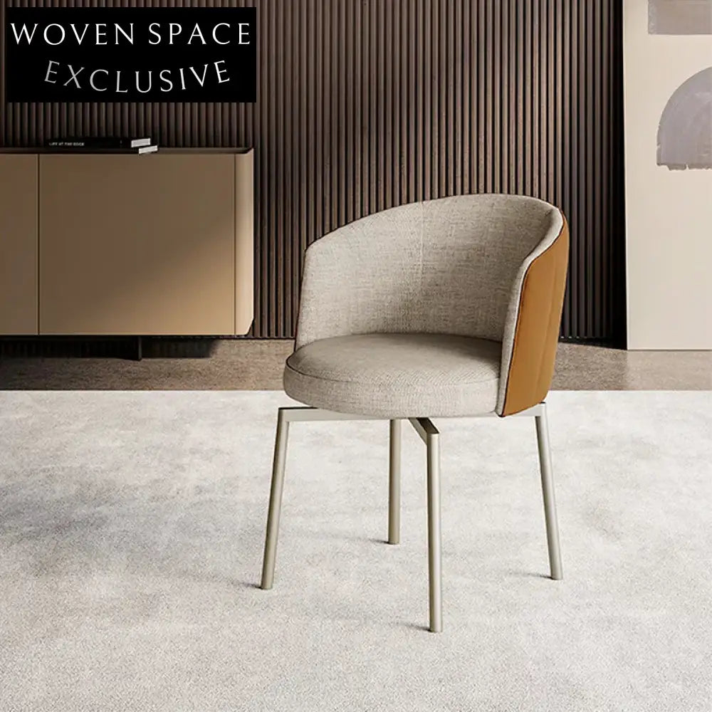 Elegant Modern Dining Armchair with Gold Stainless Steel and White PU Leather