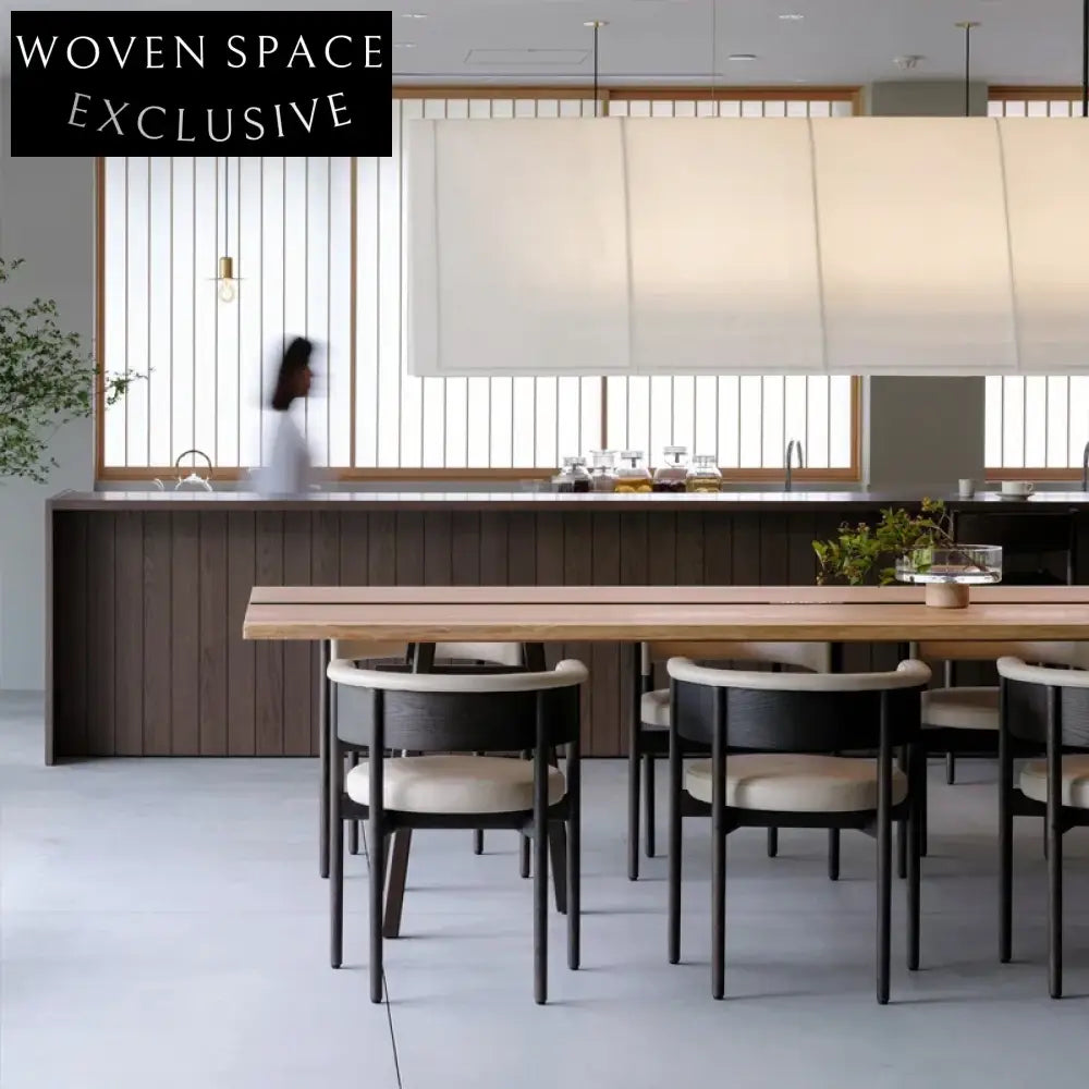 Elegant Modern Dining Chair with Curved Back, Boucle Fabric & Wood Arms