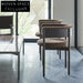 Elegant Modern Dining Chair with Curved Back, Boucle Fabric & Wood Arms