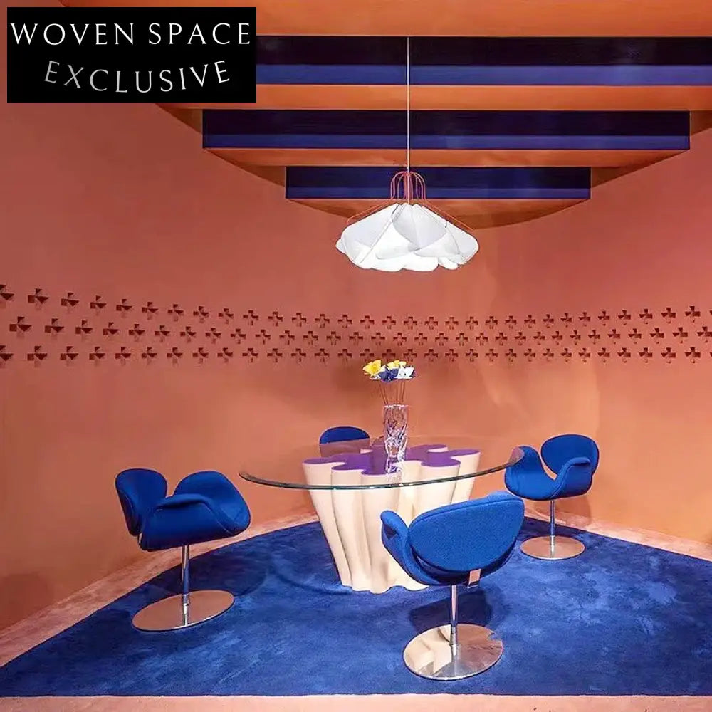 Elegant Modern Fiberglass Glass Top Dining Table for Contemporary Homes