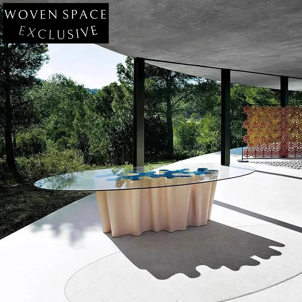 Elegant Modern Fiberglass Glass Top Dining Table for Contemporary Homes