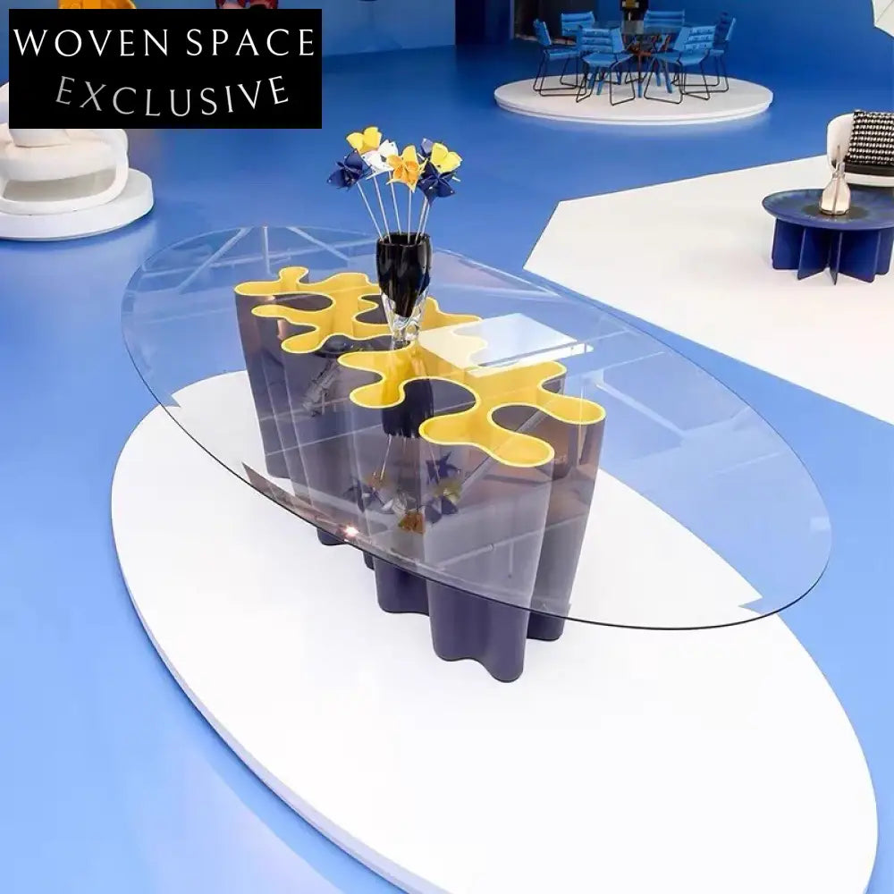 Elegant Modern Fiberglass Glass Top Dining Table for Contemporary Homes