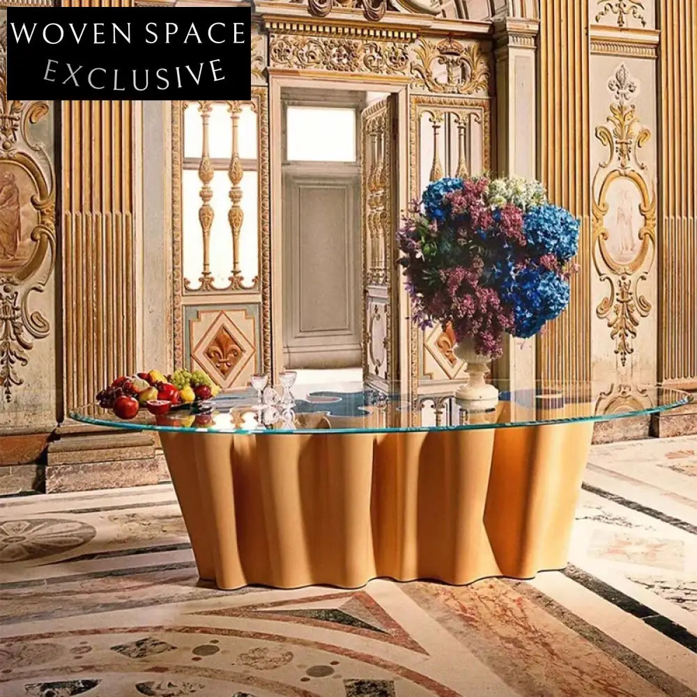 Elegant Modern Fiberglass Glass Top Dining Table for Contemporary Homes